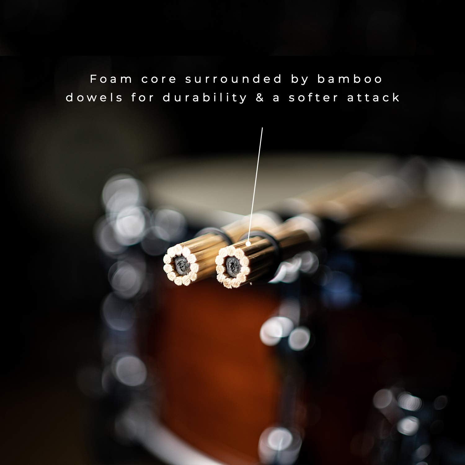 Meinl Stick & Brush Rebound Multi Rod Bamboo Dowels With Foam Core And Adjustable Rings   Creates A Focused Attack (Sb209)